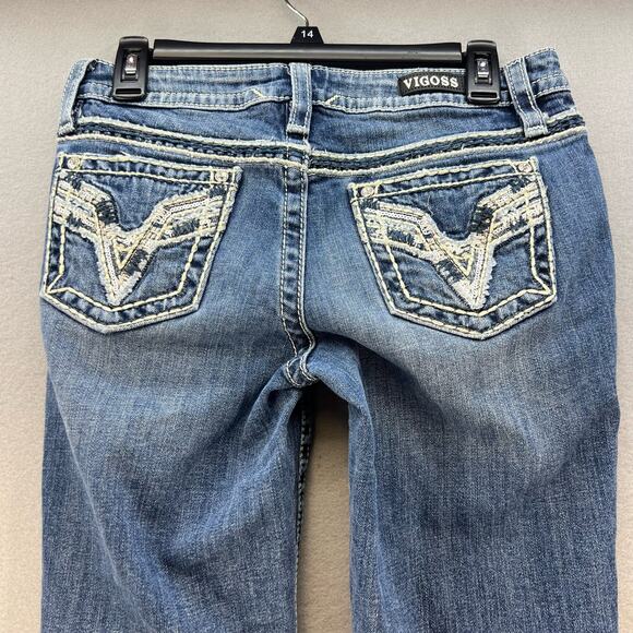 Vigoss Jeans Women's Size 3/4 Chelsea Capri Heritage Fit Raw Hem Bling Flashy - Picture 10 of 16